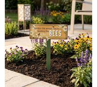 Garden Greatness Pardon The Weeds Garden Metal Stake in Mustard Garden Greatness Mustard
