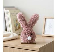 Garden Greatness Pink Fluffy Bunny Ornament On Wood Stand