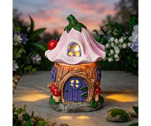 Garden Greatness Pink Roof Fairy House Solar Garden Light | Size: 1 Pack Garden Greatness Pink 1 Pack