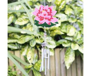Garden Greatness Pink Water Lily Glass Garden Windchime | Size: 1 Pack Garden Greatness Multicolor 1 Pack