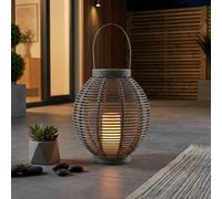 Garden Greatness Rattan Effect Solar Candle Lantern