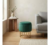 Garden Greatness Round Emerald Velvet Ottoman Storage Garden Greatness Multicolor