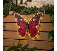 Garden Greatness Scarlet Solar Butterfly Garden Wall Art Light in Red | Size: 1 Pack Garden Greatness Red 1 Pack