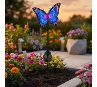 Garden Greatness Scarlet Solar Butterfly Garden Wall Art Light in Red | Size: 1 Pack Garden Greatness Red 1 Pack
