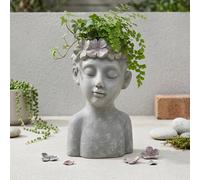 Garden Greatness Sculpted Enchanted Petal Planter in Grey Garden Greatness Grey