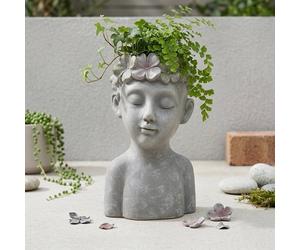 Garden Greatness Sculpted Enchanted Petal Planter in Grey Garden Greatness Grey