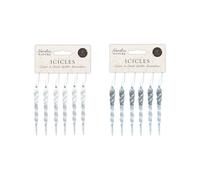 Garden Greatness Set Of 12 Icicle Glitter Hanging Decoration in White | Size: 1 Pack Garden Greatness White 1 Pack