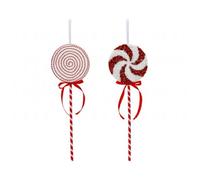 Garden Greatness Set Of 2 Hanging Candy Cane Decorations in Red | Size: 1 Pack Garden Greatness Red 1 Pack