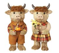 Garden Greatness Set of 2 Straw Highland Cows - Autumn Pumpkin Decor in Brown | Size: 1 Pack Garden Greatness Brown 1 Pack