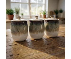 Garden Greatness Set Of 3 Reactive Glaze Canisters