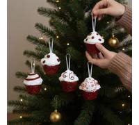 Garden Greatness Set Of 4 Hanging Candy Cane Cupcakes in Red | Size: 1 Pack Garden Greatness Red 1 Pack