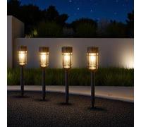 Garden Greatness Set Of 4 Vintage Bulb Solar Stake Lights in Black | Size: 4 Pack Garden Greatness Black 4 Pack