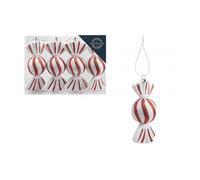Garden Greatness Set Of 4 White Candy Sweet Stripe Baubles | Size: 1 Pack Garden Greatness White 1 Pack