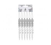 Garden Greatness Set Of 6 Hanging Acrylic Icicles Glitter Decoration in Silver | Size: 1 Pack Garden Greatness Silver 1 Pack