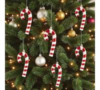 Garden Greatness Set Of 6 Hanging Candy Cane Decorations in Red | Size: 1 Pack Garden Greatness Red 1 Pack