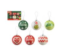 Garden Greatness Set Of 6 Hanging Grinch Glossy Baubles | Size: 1 Pack Garden Greatness Multicolor 1 Pack