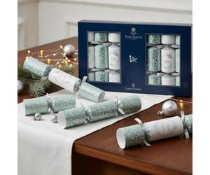 Garden Greatness Set Of 8 Tom Smith Deluxe Silver Christmas Crackers