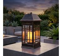 Garden Greatness Seville Solar Flickering Candle Lantern in Bronze | Size: 1 Pack Garden Greatness Bronze 1 Pack