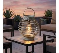 Garden Greatness Slate Terra Solar Rattan Style Garden Lantern in Natural Garden Greatness Natural