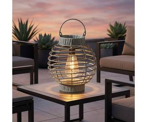 Garden Greatness Slate Terra Solar Rattan Style Garden Lantern in Natural Garden Greatness Natural