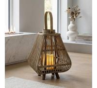 Garden Greatness Small Bamboo Led Lantern Woven