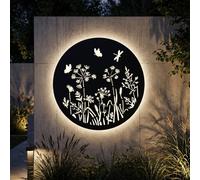 Garden Greatness Solar Light Butterfly Dandelion Wall Art Decor in White Garden Greatness White