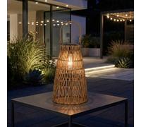 Garden Greatness Solar Woven Rattan Bulb Lantern