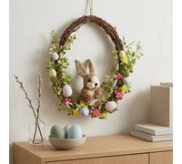 Garden Greatness Springtime Easter Straw Bunny Floral Wreath | Size: 1 Pack Garden Greatness Multicolor 1 Pack