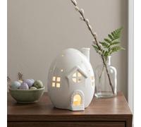 Garden Greatness Springtime Egg House Tealight Holder in White | Size: 1 Pack Garden Greatness White 1 Pack