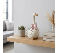 Garden Greatness Standing Duck With Pink Bow Decoration in White | Size: 1 Pack Garden Greatness White 1 Pack