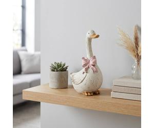 Garden Greatness Standing Duck With Pink Bow Decoration in White | Size: 1 Pack Garden Greatness White 1 Pack