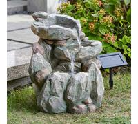 Garden Greatness Stone Effect Solar Rock Fall Water Feature in Grey Garden Greatness Grey
