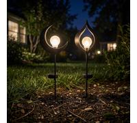 Garden Greatness Sun & Moon Solar Stake Lights in Black | Size: 2 Pack Garden Greatness Black 2 Pack