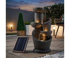 Garden Greatness Tiered Slate-Effect Cascade Solar Water Feature in Dark Grey | Size: 1 Pack Garden Greatness Dark Grey 1 Pack