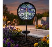 Garden Greatness Tiffany Dragonfly Solar Garden Stake Light in White | Size: 1 Pack Garden Greatness White 1 Pack