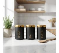 Garden Greatness Trio Black Enamel Kitchen Canisters | Size: 3 Pack Garden Greatness Black 3 Pack