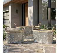 Garden Greatness Trio Butterfly Flower Bucket Set in Silver | Size: 3 Pack Garden Greatness Silver 3 Pack