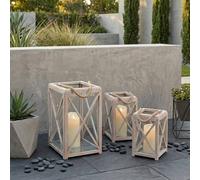 Garden Greatness Trio Distressed Wood Garden Lanterns | Size: 3 Pack Garden Greatness Multicolor 3 Pack