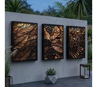 Garden Greatness Trio Leaves Solar Panel Wall Art Light Garden Greatness Multicolor