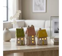 Garden Greatness Trio Led Light Up Pastel Houses Decoration