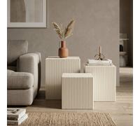 Garden Greatness Trio Square Ribbed Sand Display Pedestals in Cream | Size: 3 Pack Garden Greatness Cream 3 Pack