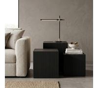 Garden Greatness Trio Square Ribbed Urban Display Pedestals in Black | Size: 3 Pack Garden Greatness Black 3 Pack