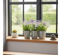 Garden Greatness Triple Faux Flowers Tin Planter Decoration | Size: 4 Pack Garden Greatness Multicolor 4 Pack