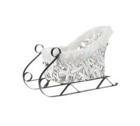 Garden Greatness Wooden Faux Fur Elegant Sleigh Decoration in White | Size: 1 Pack Garden Greatness White 1 Pack