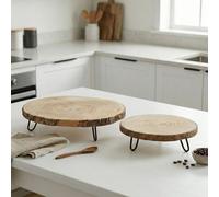 Garden Greatness Wooden Log Serving Plate Duo Led