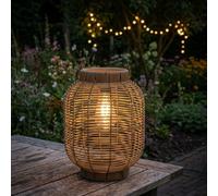 Garden Greatness Woven Rattan Led Bulb Lantern Decoration