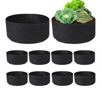 Garden Grow Bags 10 Pieces Vegetable Container | Felt Growing Bags for Tomato Potato Flower Fruit Root Strawberry Greenhouse Garden Nursery Indoor Hydroponic