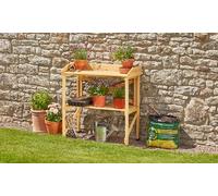 Garden Grow Wooden Two-Tier Potting Bench: Wooden 3-Tier Potting Table (Grey) (KF6533)