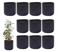 Garden Growing Bags Pack of 10 - Reusable Plant Containers with Durable Handles. Perfect for Potatoes, Tomatoes and Fruits. Breathable Garden Bags with Fabric. Perfect for Balconies