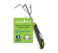 Garden Guru Hand Cultivator Rake Tiller Tool - Stainless Steel for Ultimate Strength - Rust Resistant - Ergonomic Handle - Great for Gardening Cultivating Loosening Weeding